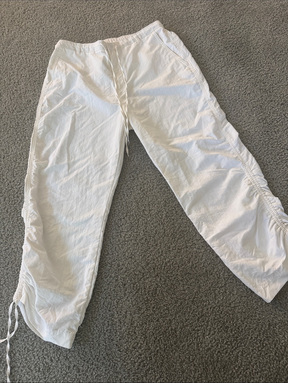 Zara White Elastic Waist Joggers
